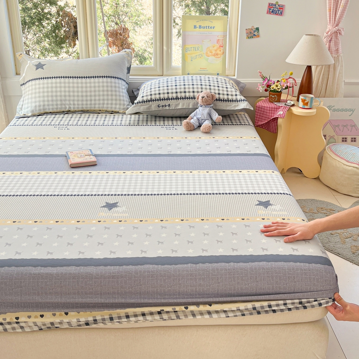 莱通家纺 2026春夏新款12868全棉印花四件套单品系列二-单床笠 蓝星语