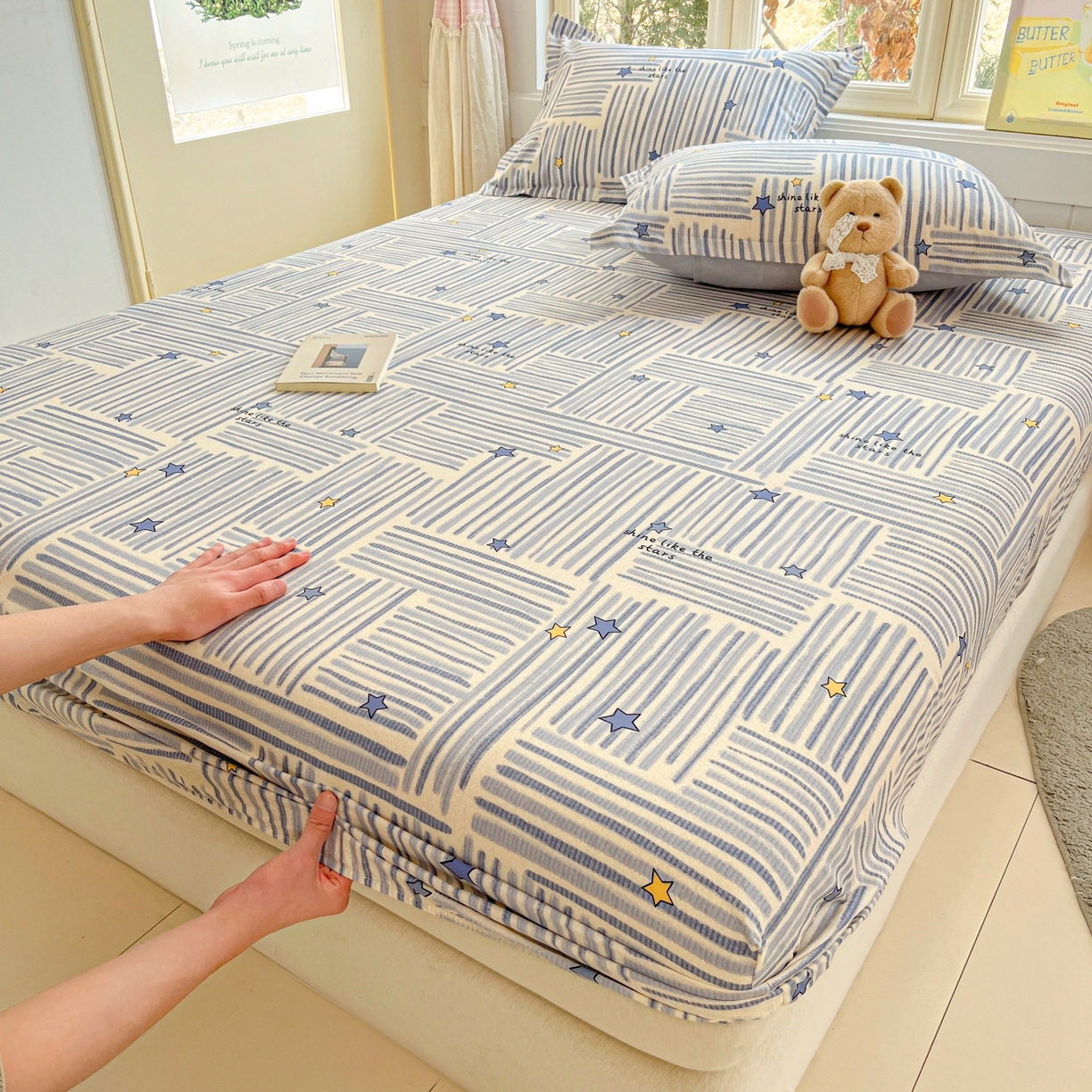 91家纺网 家纺一手货源 找家纺 莱通家纺 2026春夏新款12868全棉印花四件套单品系列二-单床笠 星织影