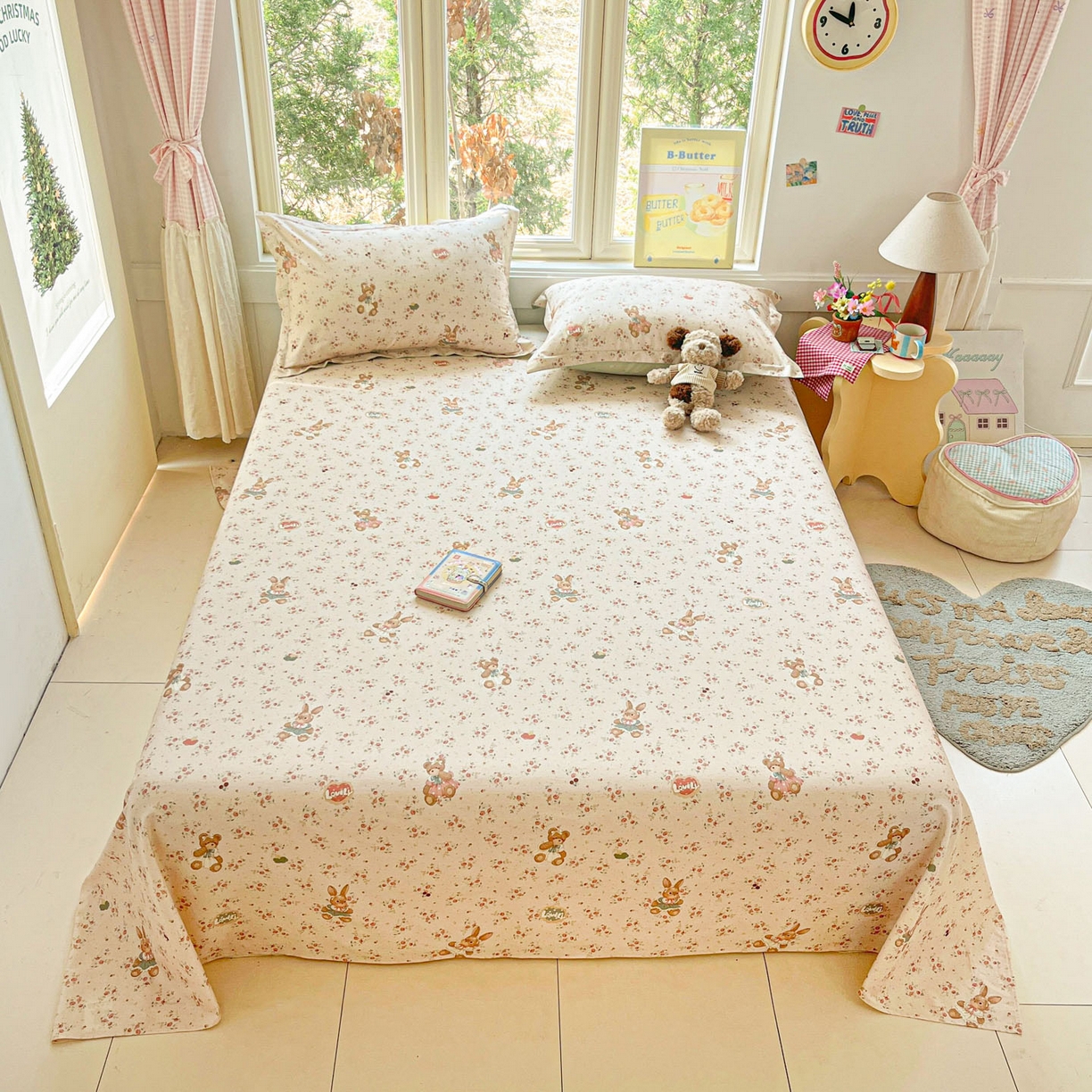 91家纺网 家纺一手货源 找家纺 莱通家纺 2026春夏新款12868全棉印花四件套单品系列二-单床单 多萌日记