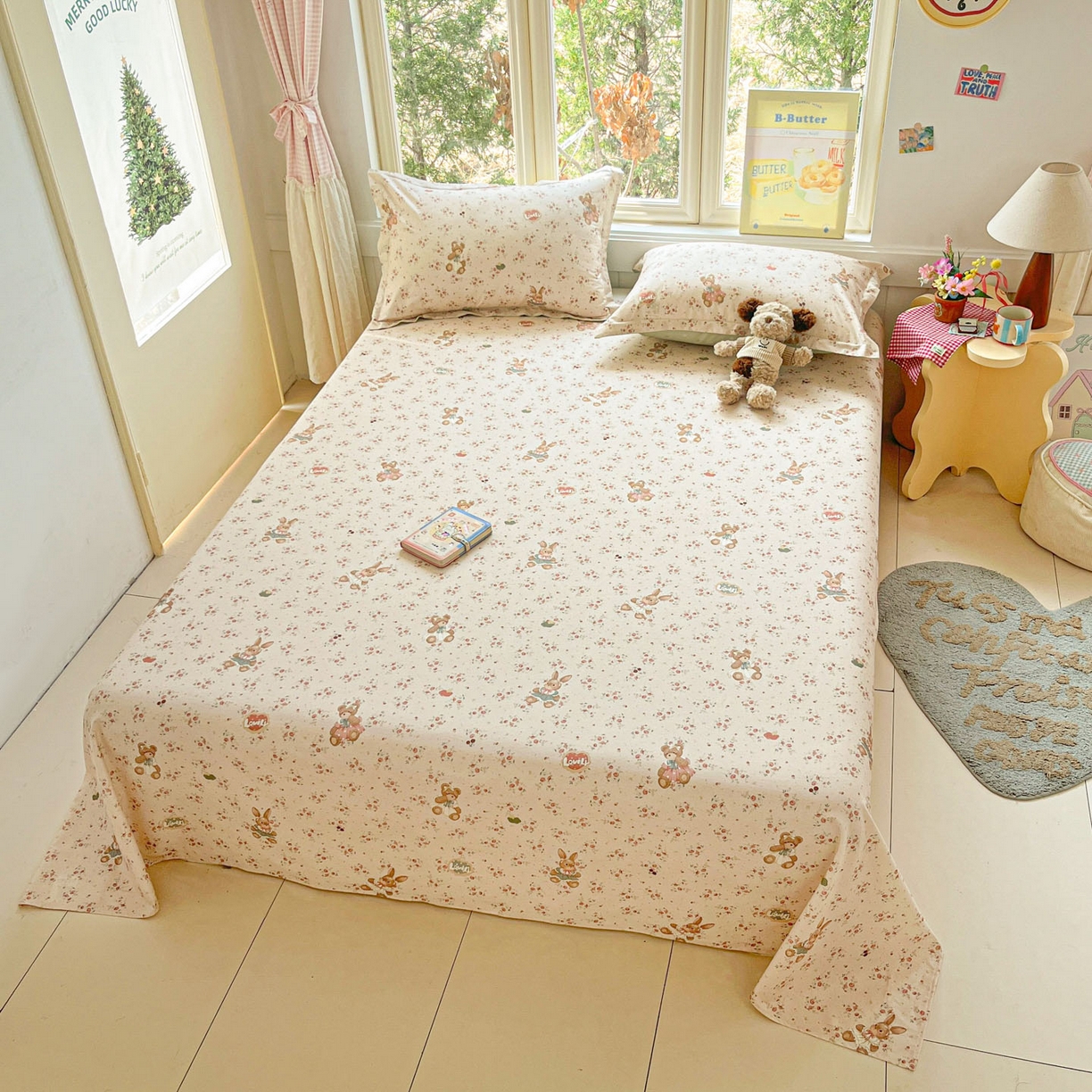 91家纺网 家纺一手货源 找家纺 莱通家纺 2026春夏新款12868全棉印花四件套单品系列二-单床单 多萌日记