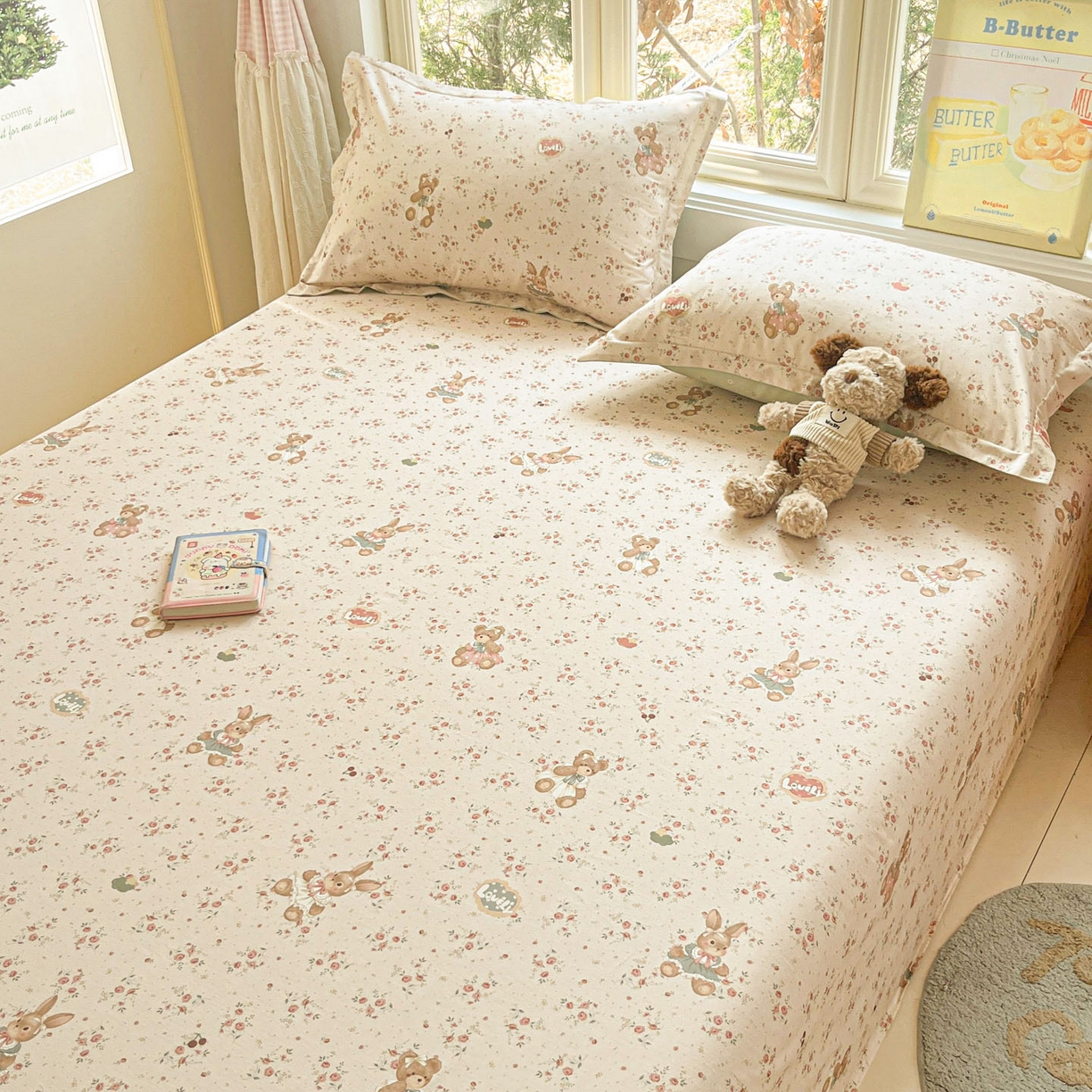 91家纺网 家纺一手货源 找家纺 莱通家纺 2026春夏新款12868全棉印花四件套单品系列二-单床单 多萌日记