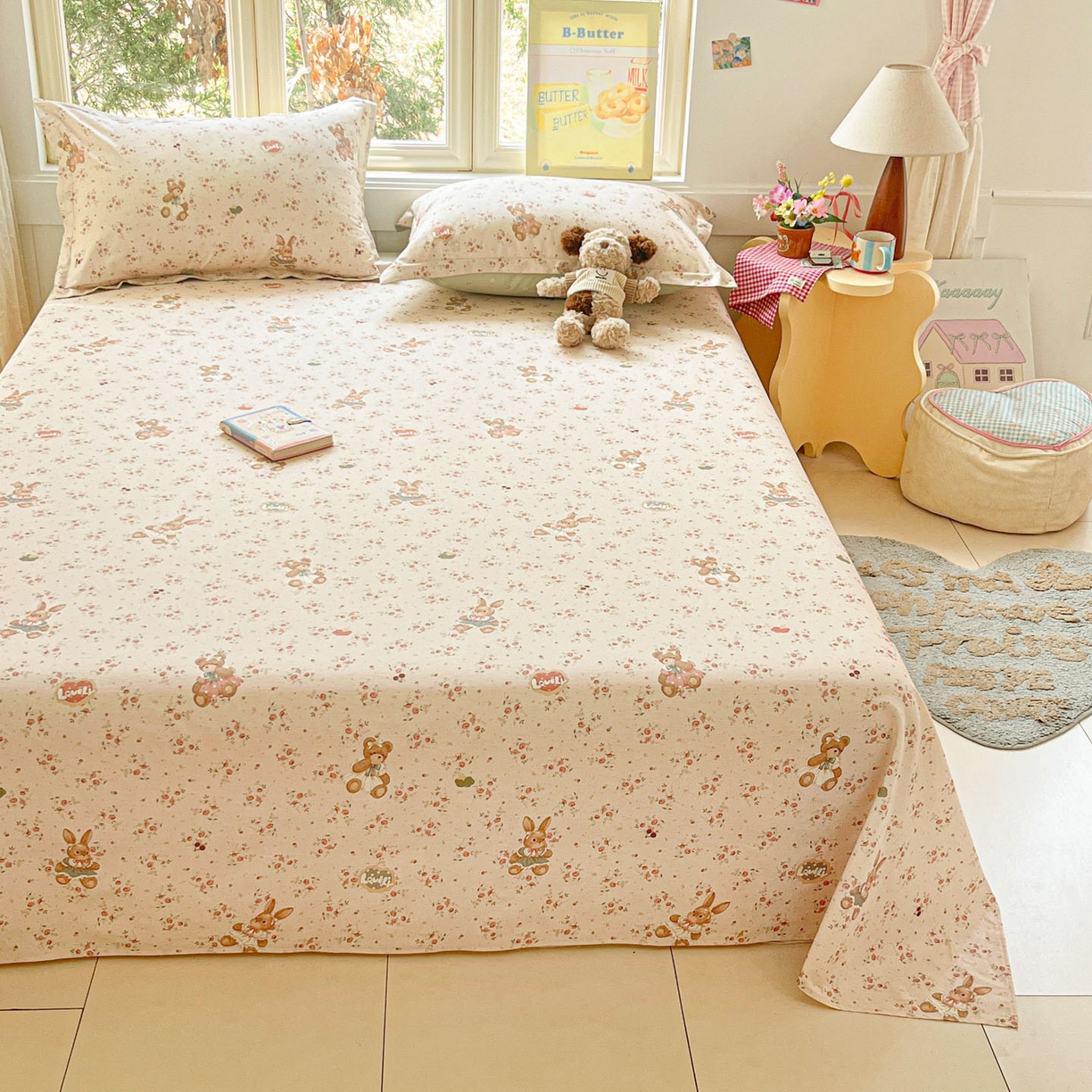 91家纺网 家纺一手货源 找家纺 莱通家纺 2026春夏新款12868全棉印花四件套单品系列二-单床单 多萌日记