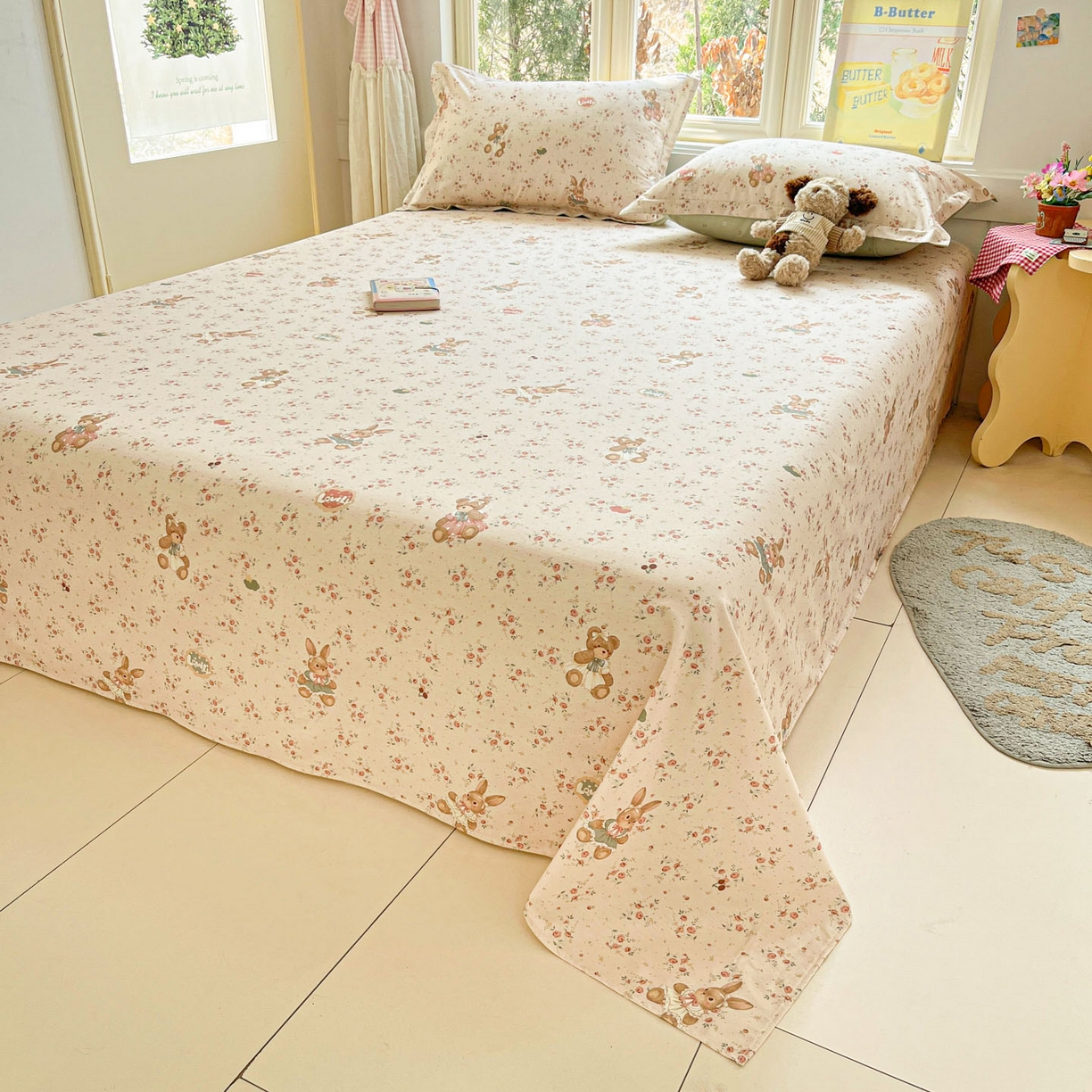 91家纺网 家纺一手货源 找家纺 莱通家纺 2026春夏新款12868全棉印花四件套单品系列二-单床单 多萌日记