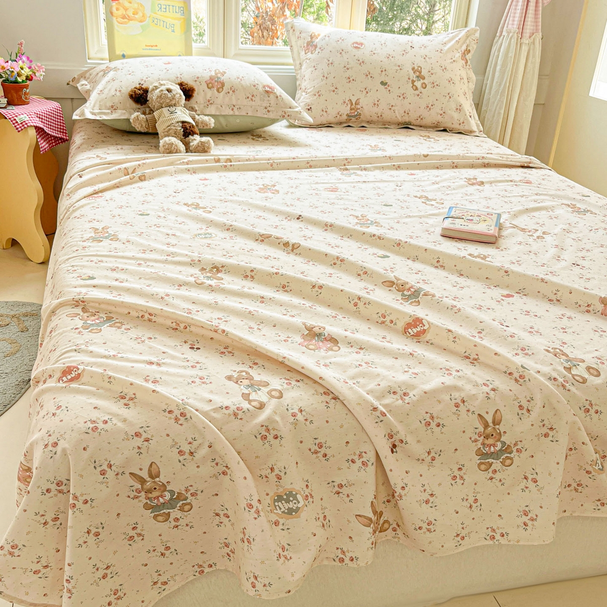 91家纺网 家纺一手货源 找家纺 莱通家纺 2026春夏新款12868全棉印花四件套单品系列二-单床单 多萌日记