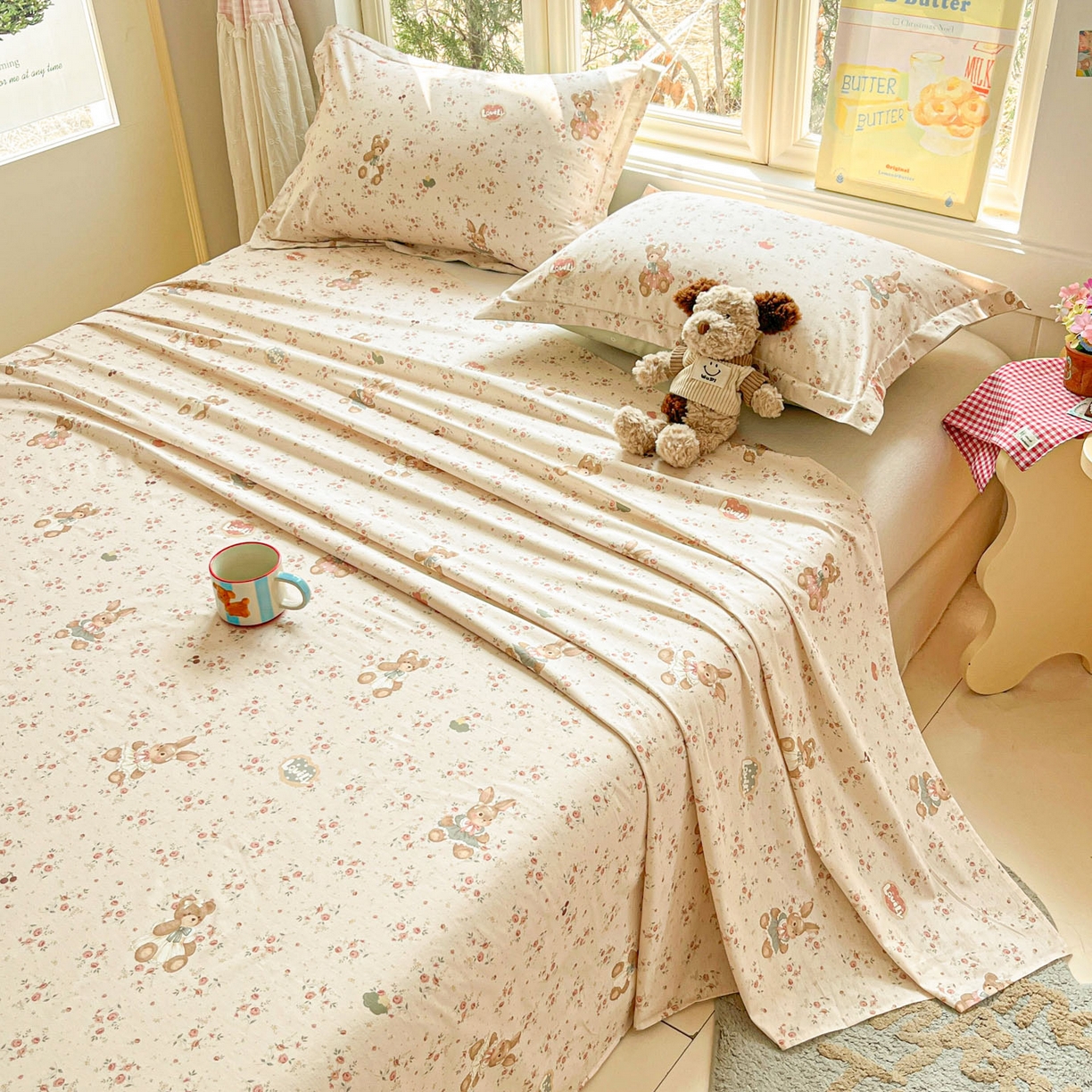 91家纺网 家纺一手货源 找家纺 莱通家纺 2026春夏新款12868全棉印花四件套单品系列二-单床单 多萌日记