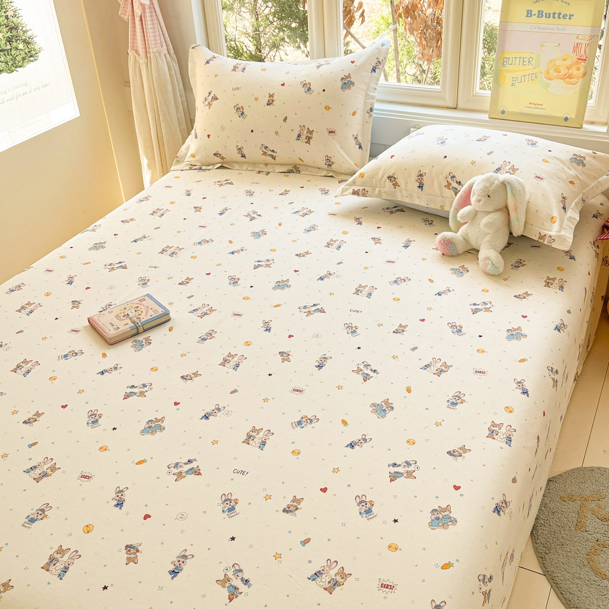 91家纺网 家纺一手货源 找家纺 莱通家纺 2026春夏新款12868全棉印花四件套单品系列二-单床单 疯狂小cp