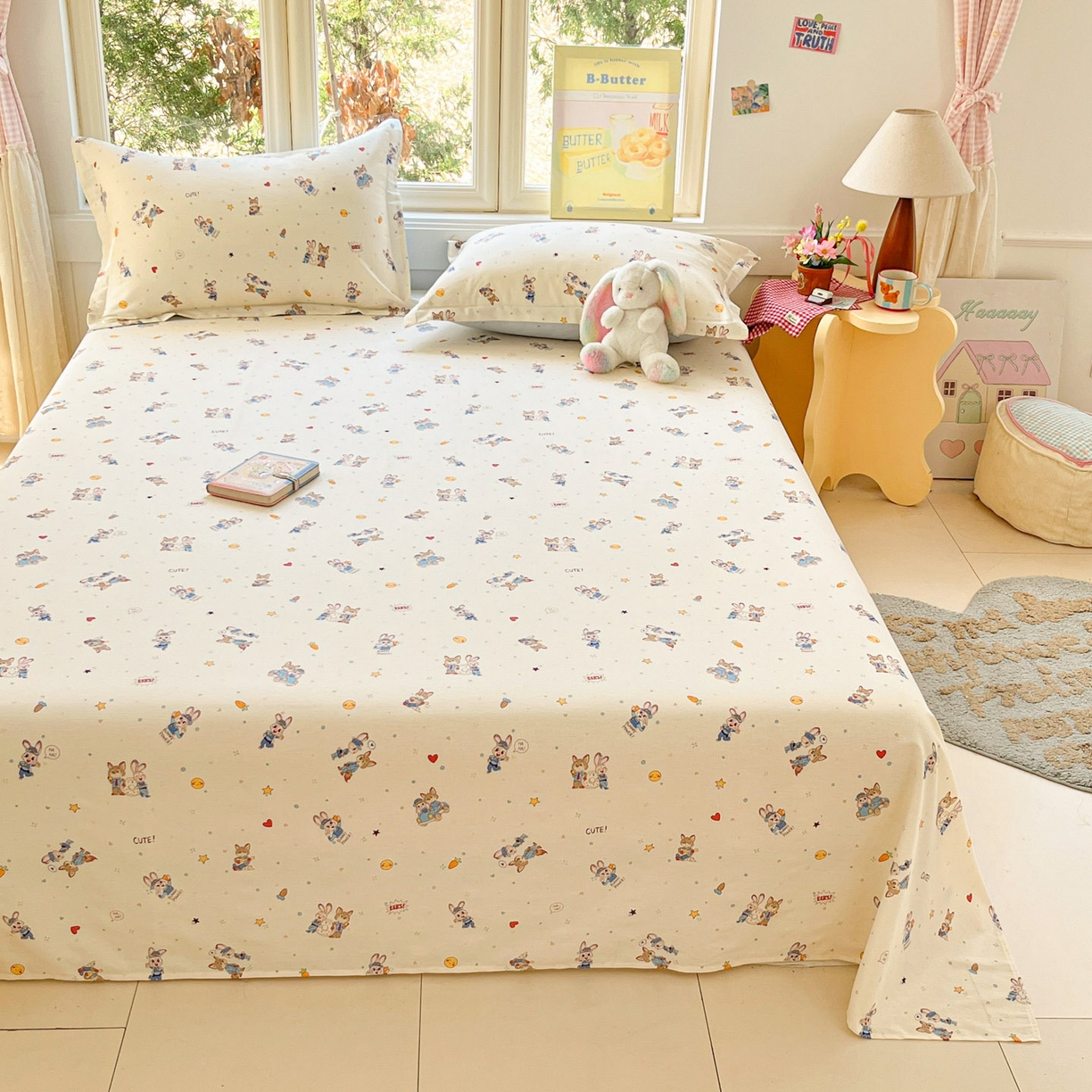 91家纺网 家纺一手货源 找家纺 莱通家纺 2026春夏新款12868全棉印花四件套单品系列二-单床单 疯狂小cp