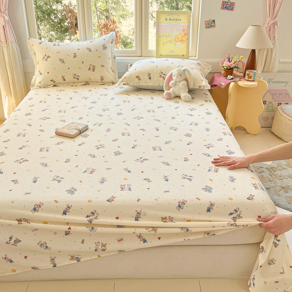 91家纺网 家纺一手货源 找家纺 莱通家纺 2026春夏新款12868全棉印花四件套单品系列二-单床单 疯狂小cp