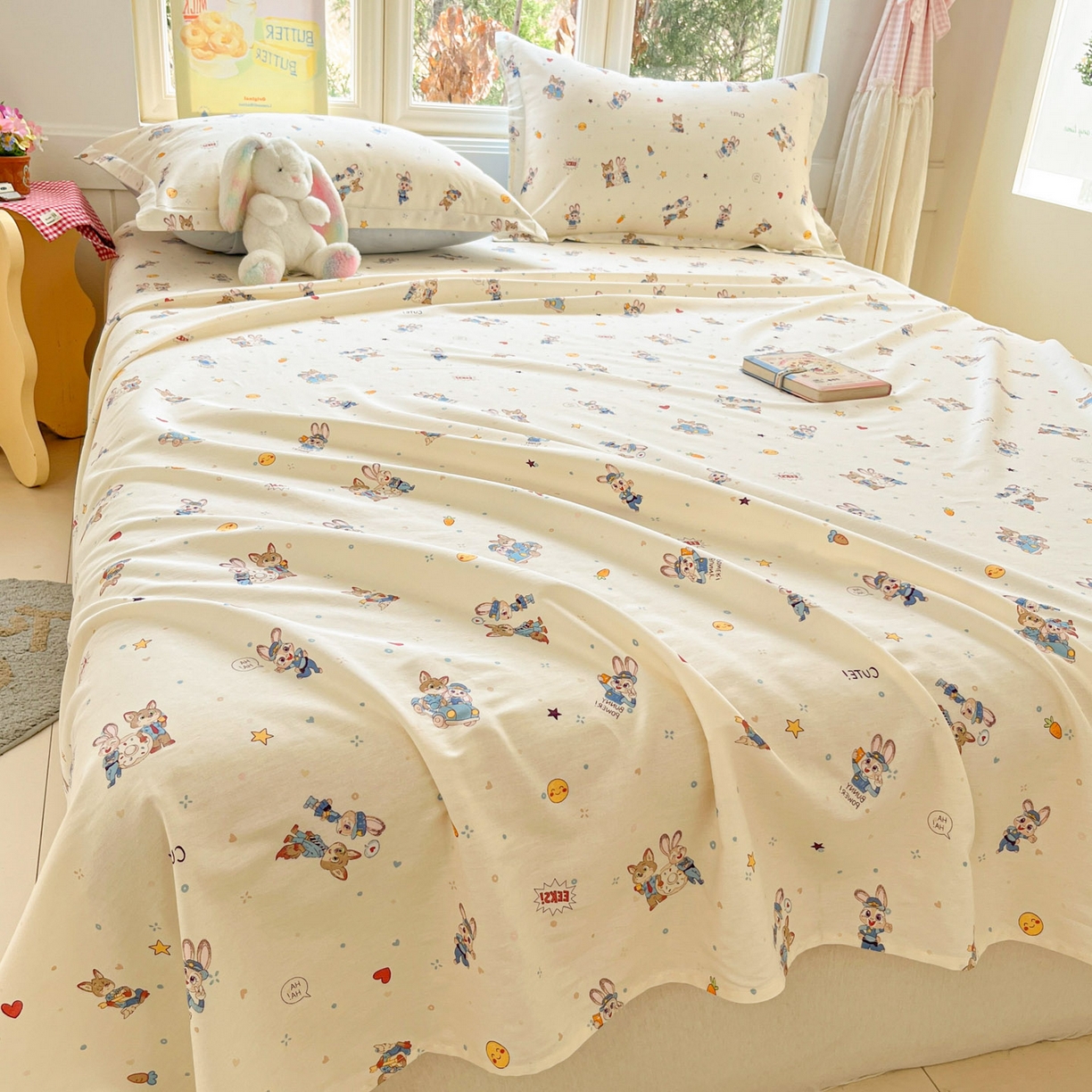 91家纺网 家纺一手货源 找家纺 莱通家纺 2026春夏新款12868全棉印花四件套单品系列二-单床单 疯狂小cp