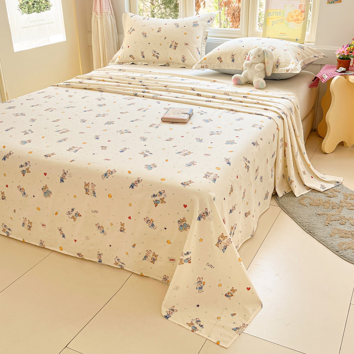 91家纺网 家纺一手货源 找家纺 莱通家纺 2026春夏新款12868全棉印花四件套单品系列二-单床单 疯狂小cp