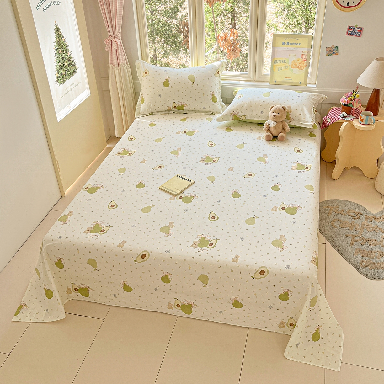 91家纺网 家纺一手货源 找家纺 莱通家纺 2026春夏新款12868全棉印花四件套单品系列二-单床单 果味时光