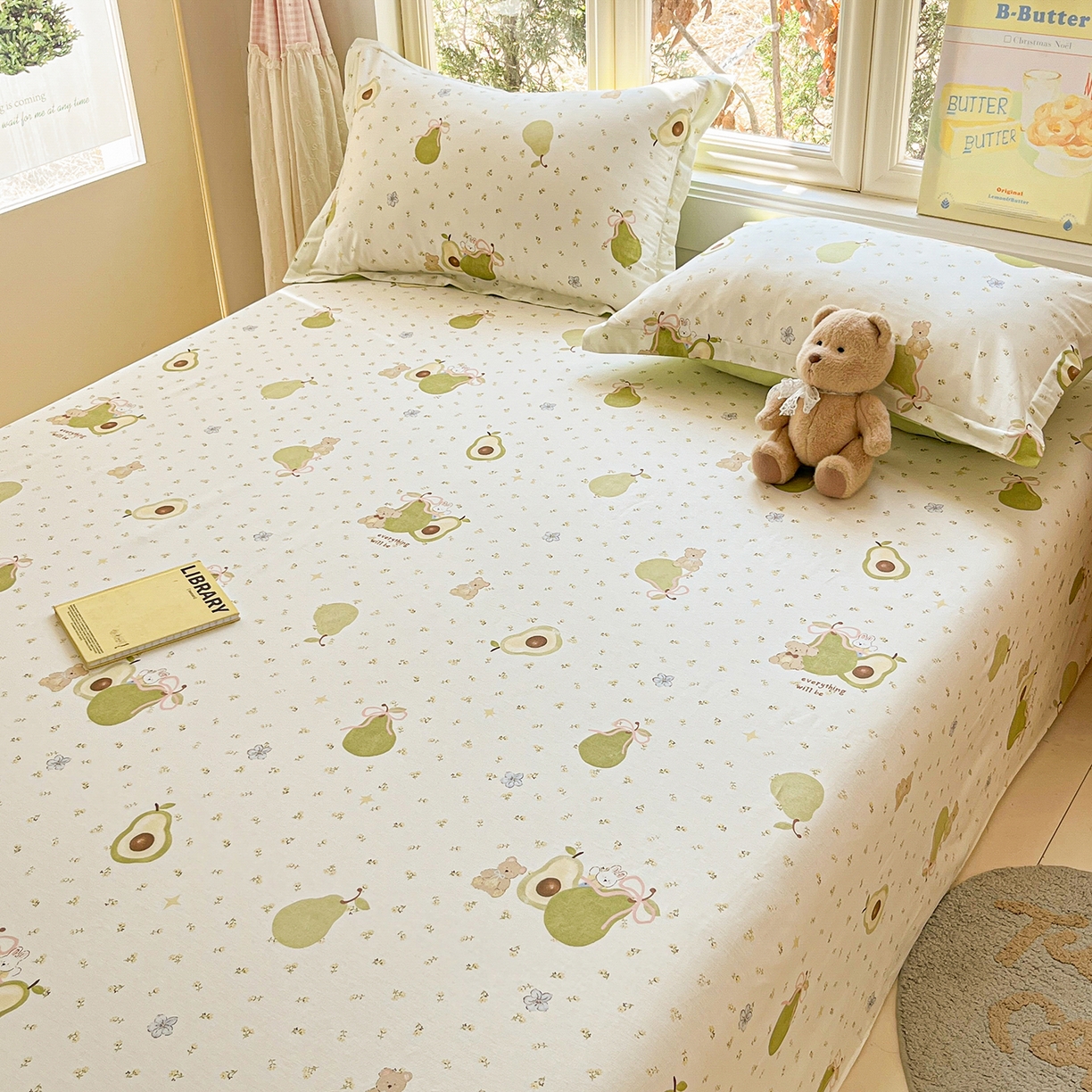 91家纺网 家纺一手货源 找家纺 莱通家纺 2026春夏新款12868全棉印花四件套单品系列二-单床单 果味时光