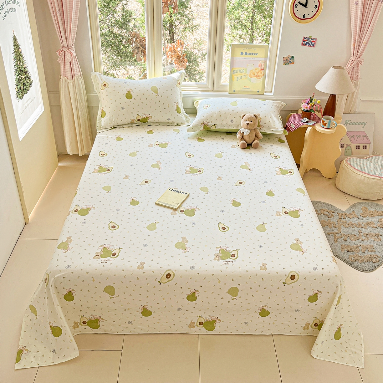 91家纺网 家纺一手货源 找家纺 莱通家纺 2026春夏新款12868全棉印花四件套单品系列二-单床单 果味时光