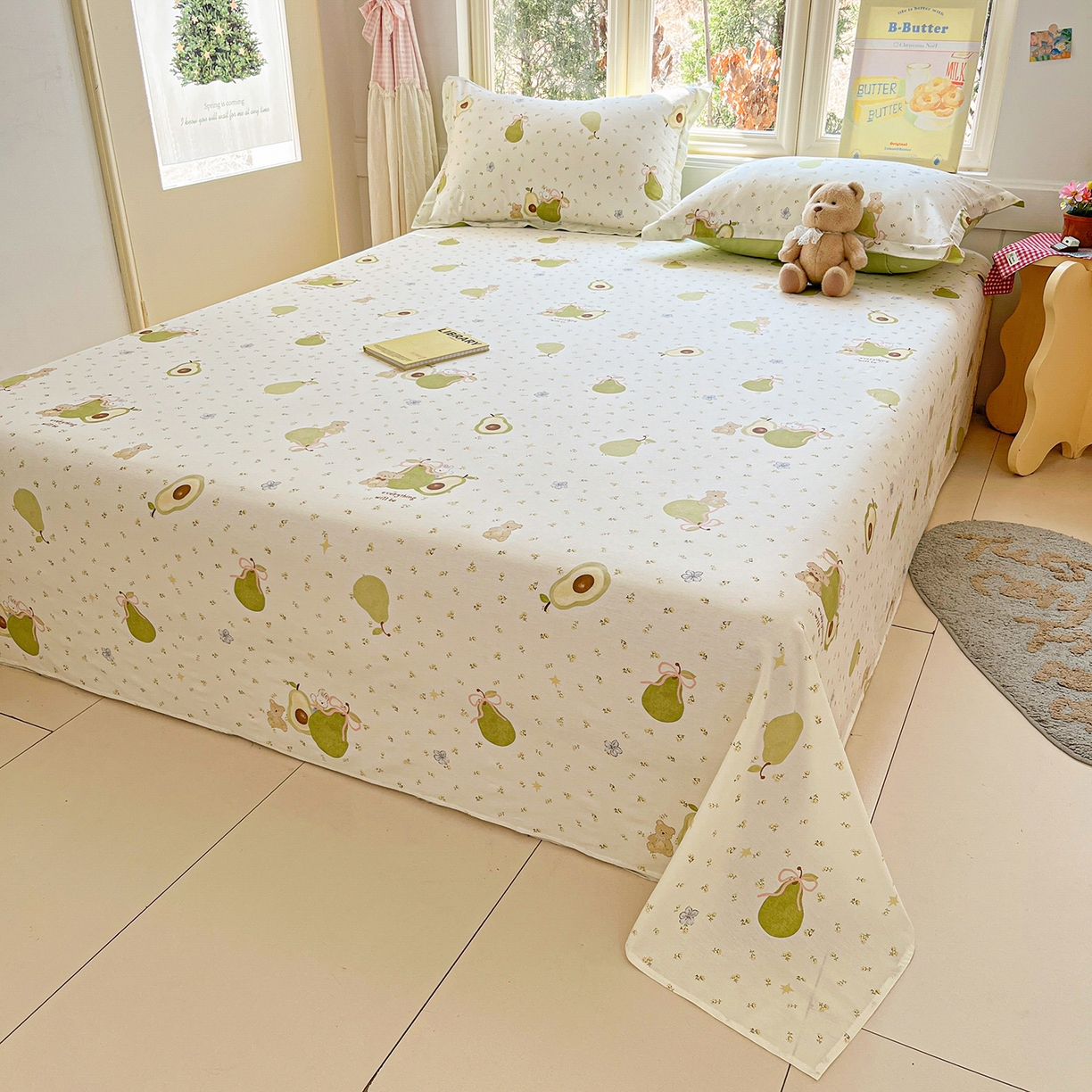 91家纺网 家纺一手货源 找家纺 莱通家纺 2026春夏新款12868全棉印花四件套单品系列二-单床单 果味时光