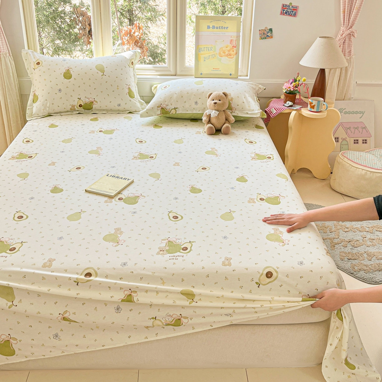 91家纺网 家纺一手货源 找家纺 莱通家纺 2026春夏新款12868全棉印花四件套单品系列二-单床单 果味时光