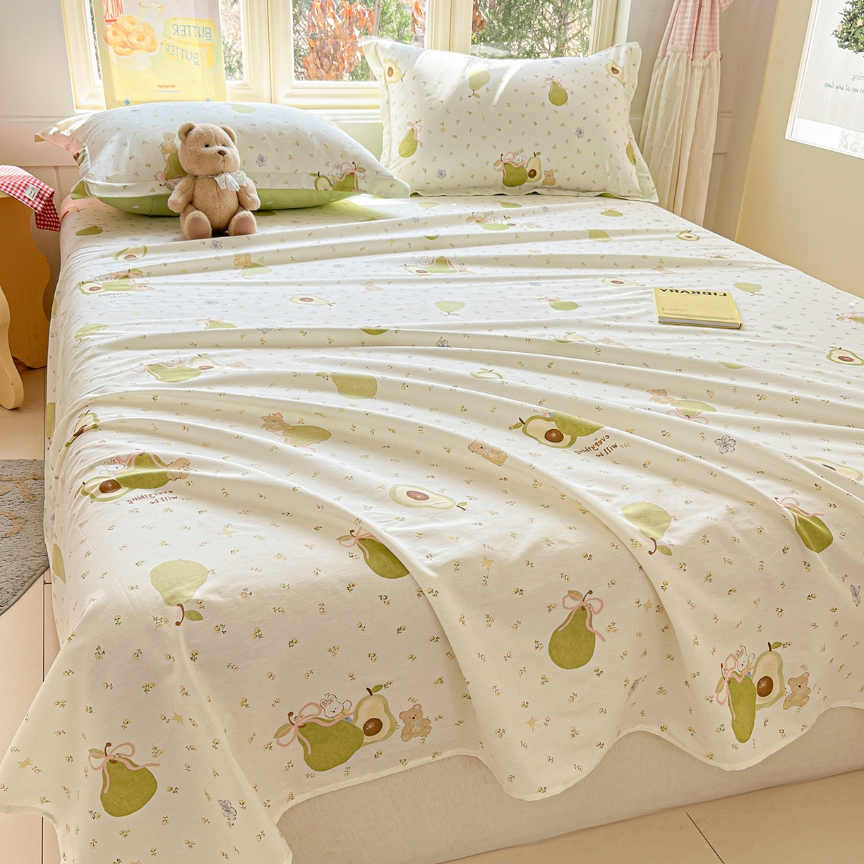 91家纺网 家纺一手货源 找家纺 莱通家纺 2026春夏新款12868全棉印花四件套单品系列二-单床单 果味时光