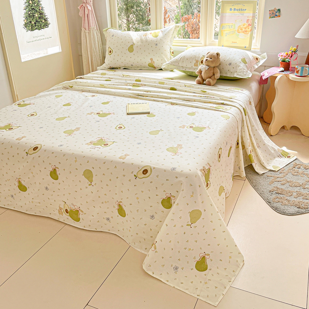 91家纺网 家纺一手货源 找家纺 莱通家纺 2026春夏新款12868全棉印花四件套单品系列二-单床单 果味时光