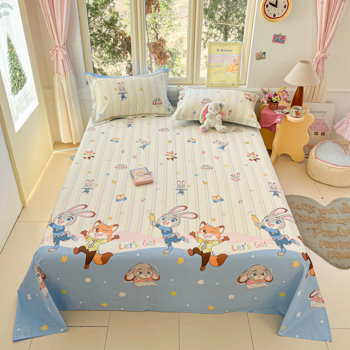 91家纺网 家纺一手货源 找家纺 莱通家纺 2026春夏新款12868全棉印花四件套单品系列二-单床单 狂野秘境