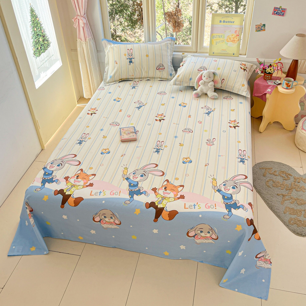 91家纺网 家纺一手货源 找家纺 莱通家纺 2026春夏新款12868全棉印花四件套单品系列二-单床单 狂野秘境