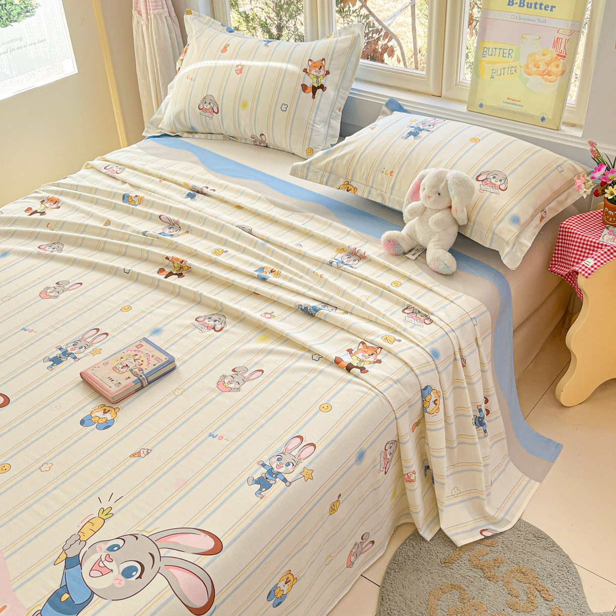 91家纺网 家纺一手货源 找家纺 莱通家纺 2026春夏新款12868全棉印花四件套单品系列二-单床单 狂野秘境