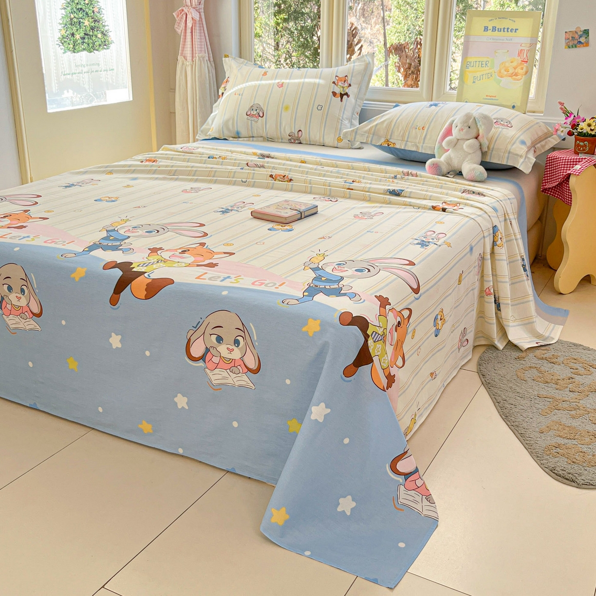 91家纺网 家纺一手货源 找家纺 莱通家纺 2026春夏新款12868全棉印花四件套单品系列二-单床单 狂野秘境