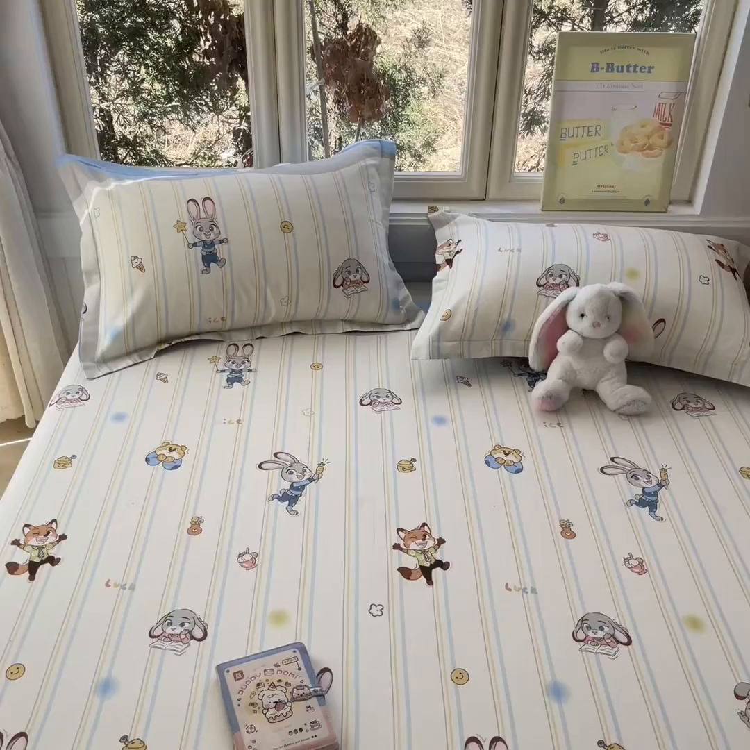 91家纺网 家纺一手货源 找家纺 莱通家纺 2026春夏新款12868全棉印花四件套单品系列二-单床单 狂野秘境