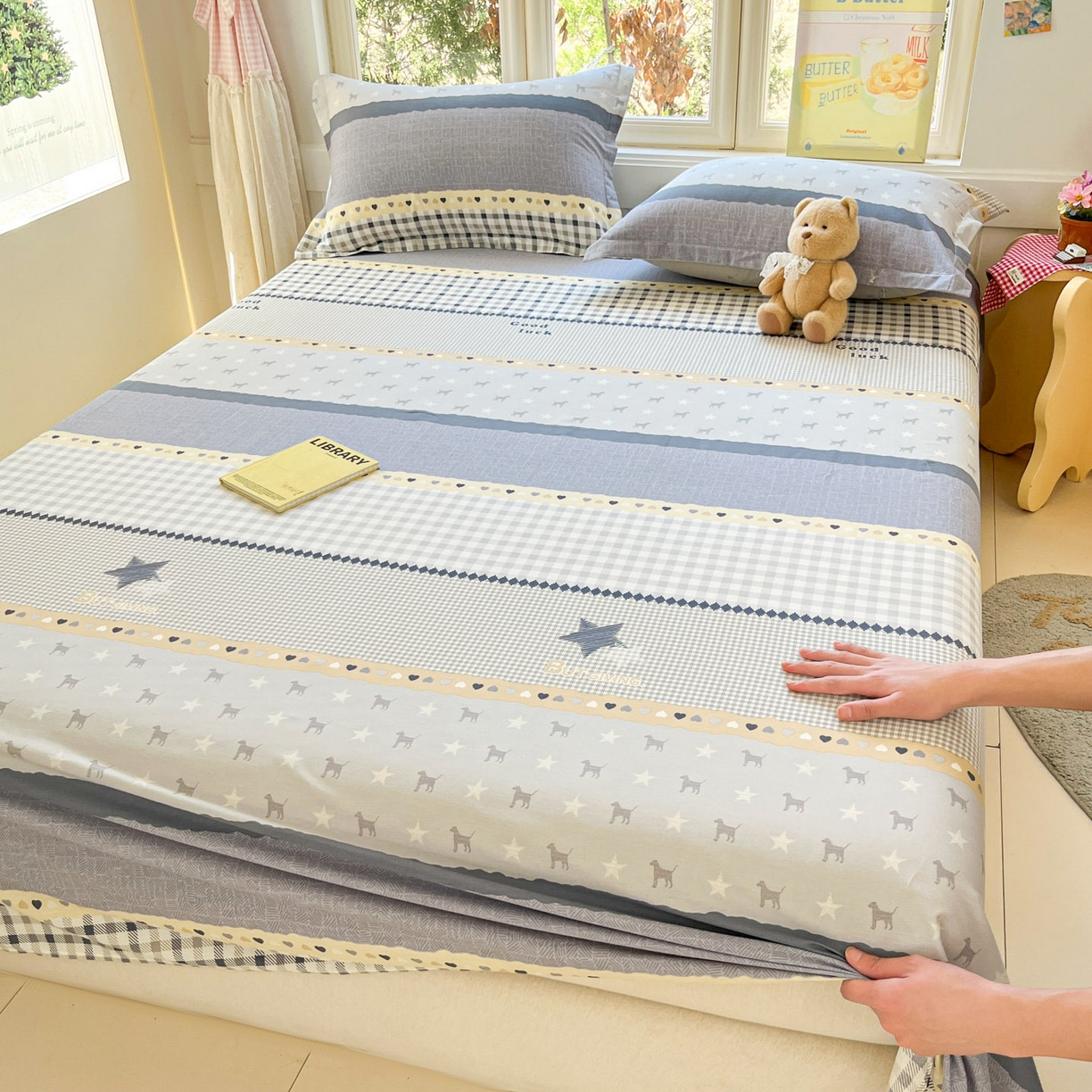 莱通家纺 2026春夏新款12868全棉印花四件套单品系列二-单床单 蓝星语