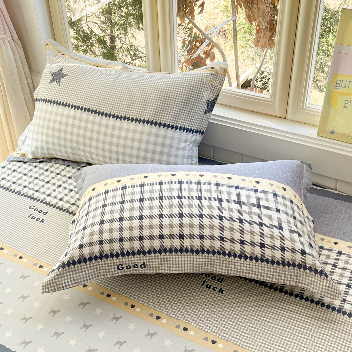 91家纺网 家纺一手货源 找家纺 莱通家纺 2026春夏新款12868全棉印花四件套单品系列二-单床单 蓝星语