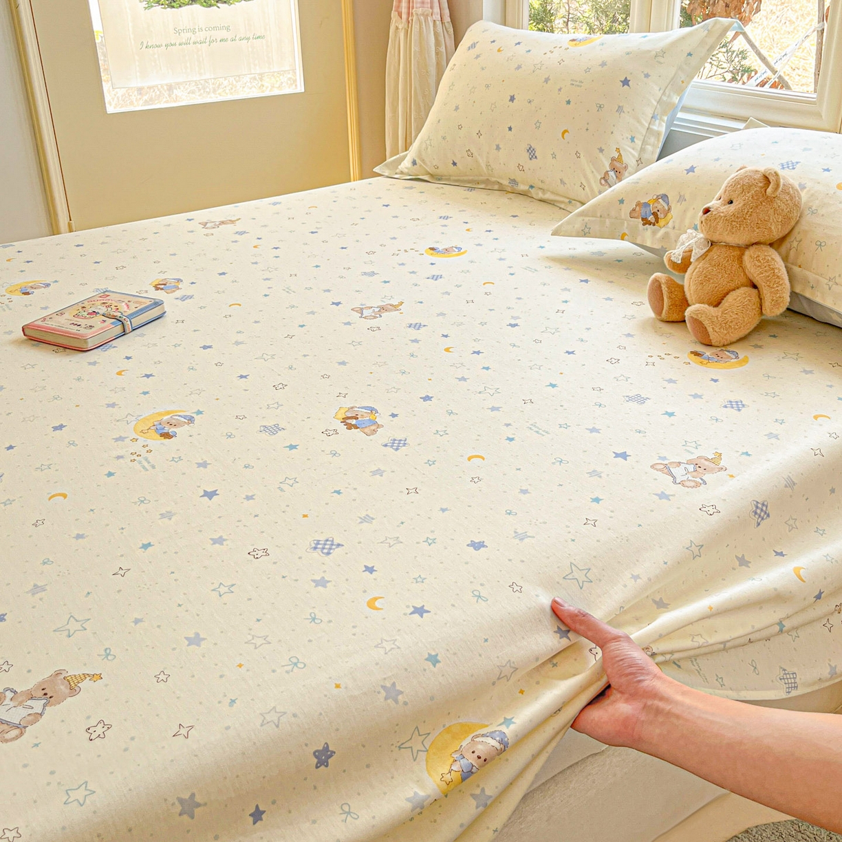 91家纺网 家纺一手货源 找家纺 莱通家纺 2026春夏新款12868全棉印花四件套单品系列二-单床单 星眠小熊