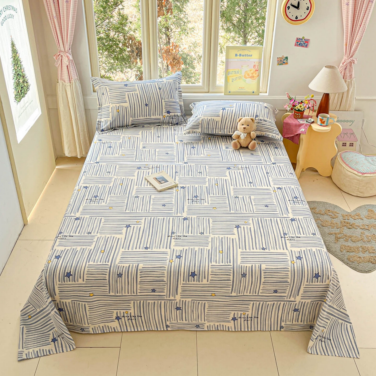 91家纺网 家纺一手货源 找家纺 莱通家纺 2026春夏新款12868全棉印花四件套单品系列二-单床单 星织影