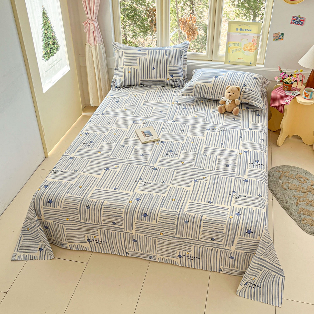 91家纺网 家纺一手货源 找家纺 莱通家纺 2026春夏新款12868全棉印花四件套单品系列二-单床单 星织影