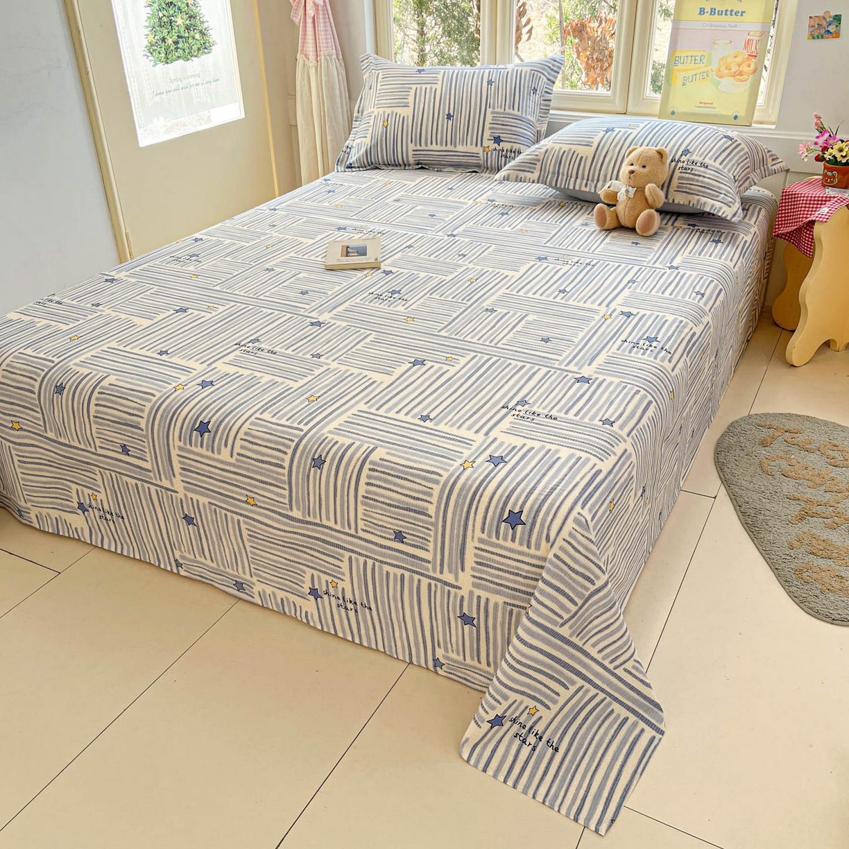 91家纺网 家纺一手货源 找家纺 莱通家纺 2026春夏新款12868全棉印花四件套单品系列二-单床单 星织影