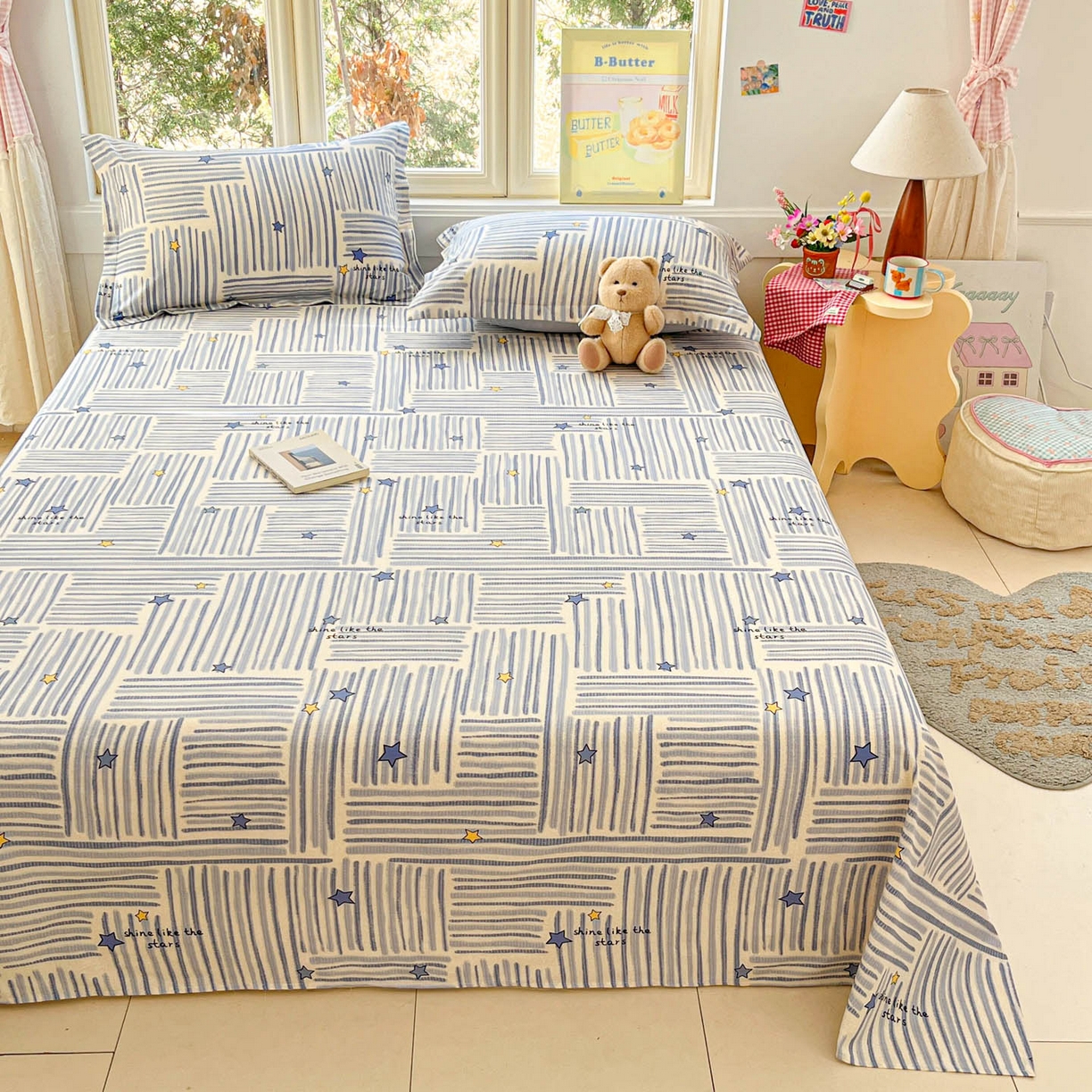 91家纺网 家纺一手货源 找家纺 莱通家纺 2026春夏新款12868全棉印花四件套单品系列二-单床单 星织影