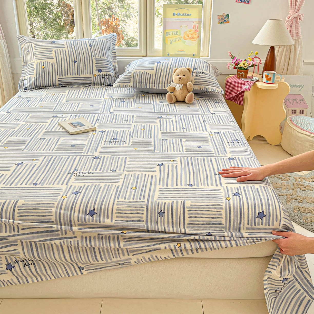 91家纺网 家纺一手货源 找家纺 莱通家纺 2026春夏新款12868全棉印花四件套单品系列二-单床单 星织影