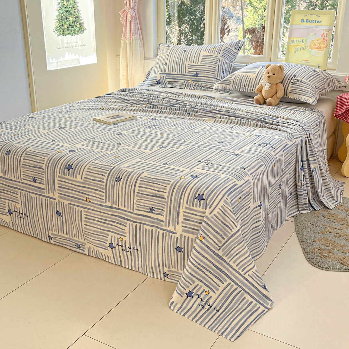 91家纺网 家纺一手货源 找家纺 莱通家纺 2026春夏新款12868全棉印花四件套单品系列二-单床单 星织影