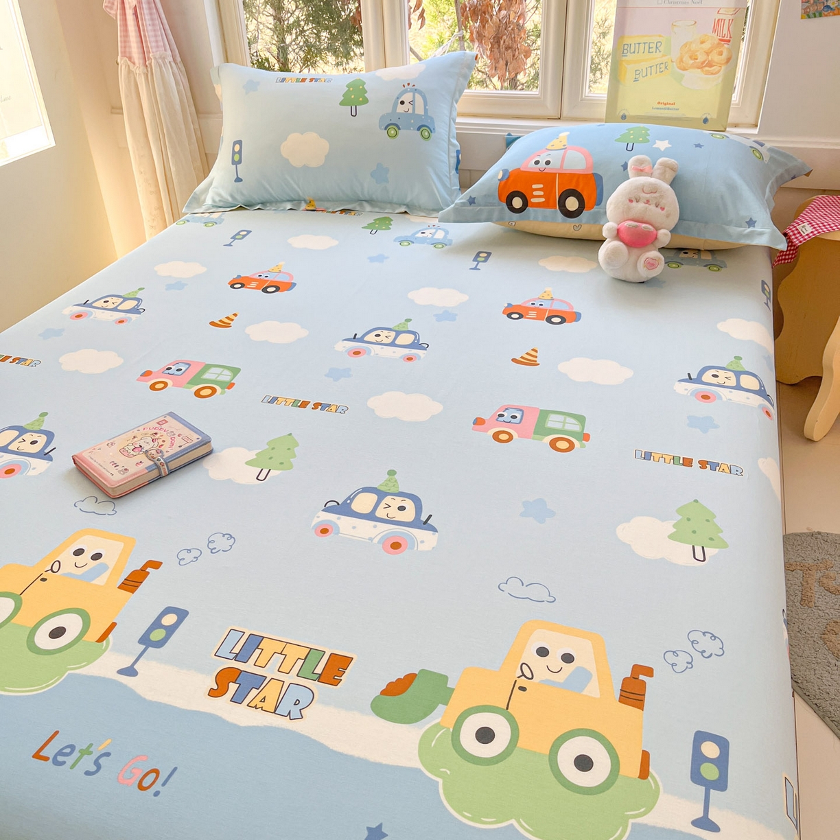 91家纺网 家纺一手货源 找家纺 莱通家纺 2026春夏新款12868全棉印花四件套单品系列二-单床单 云朵车行