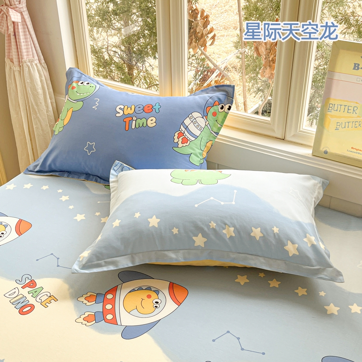 莱通家纺 2026春夏新款12868全棉印花四件套单品系列二-单枕套 星际天空龙