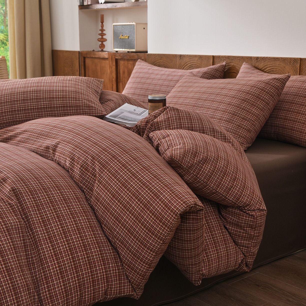 91家纺网 家纺一手货源 找家纺 （总）金艾草 2026新款全棉纯棉水洗棉四件套床单款-复古风格