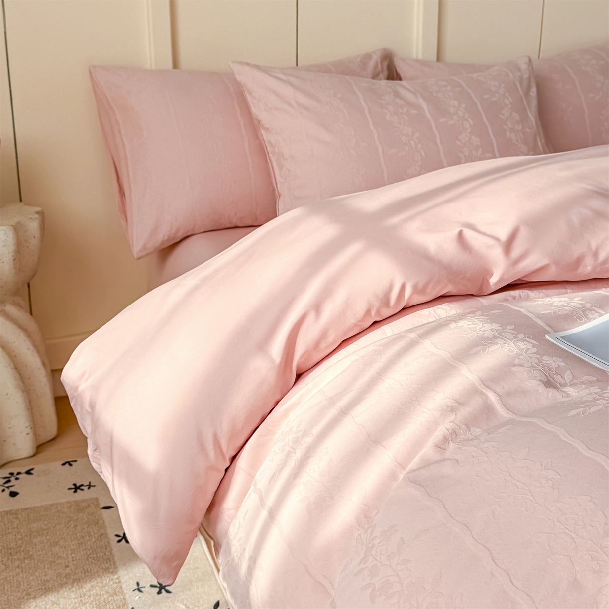 91家纺网 家纺一手货源 找家纺 （总）灰鲸 2026新款全棉纯棉厚织贡缎大提花四件套