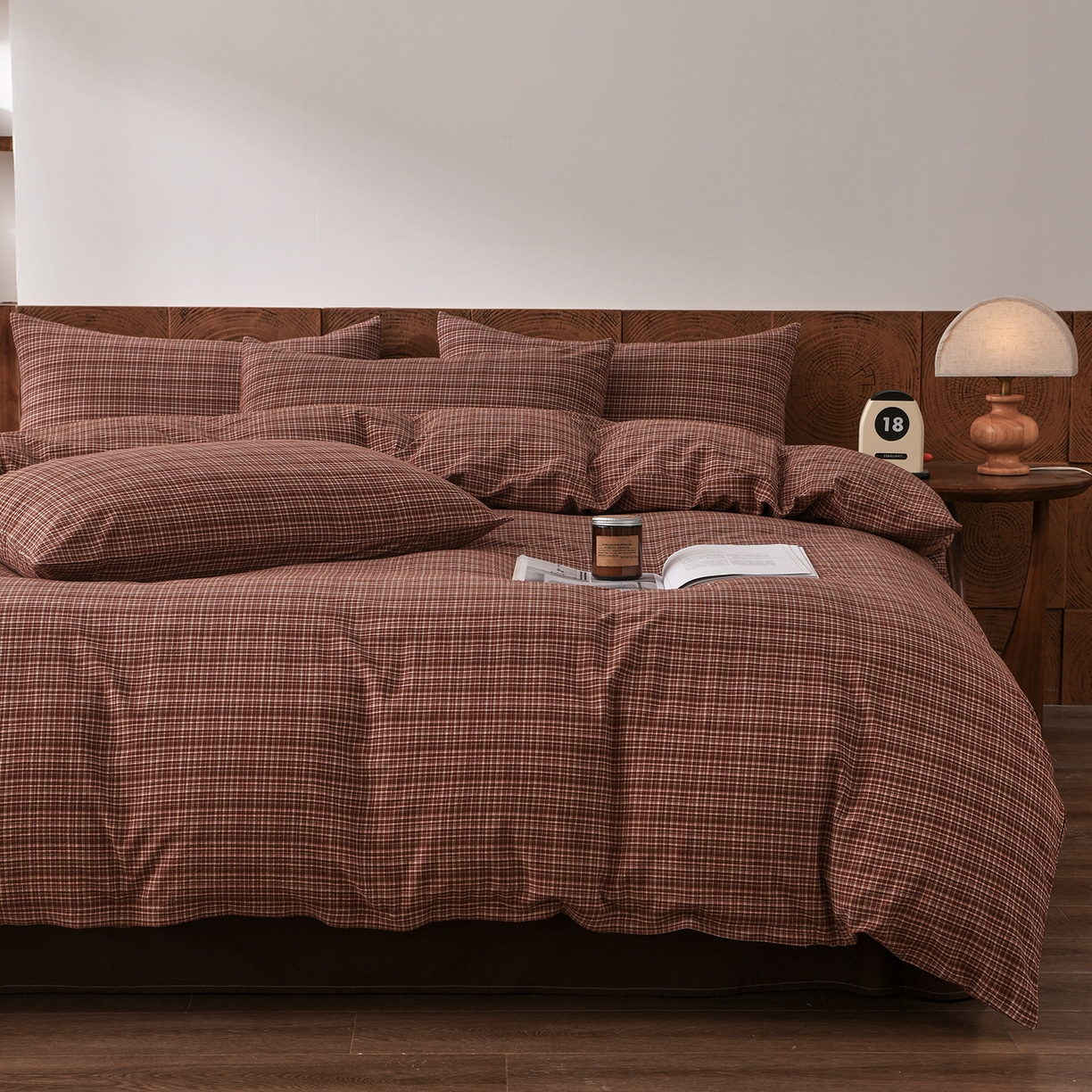 91家纺网 家纺一手货源 找家纺 金艾草 2026新款全棉纯棉水洗棉四件套床单款-复古风格 沉香-橘红