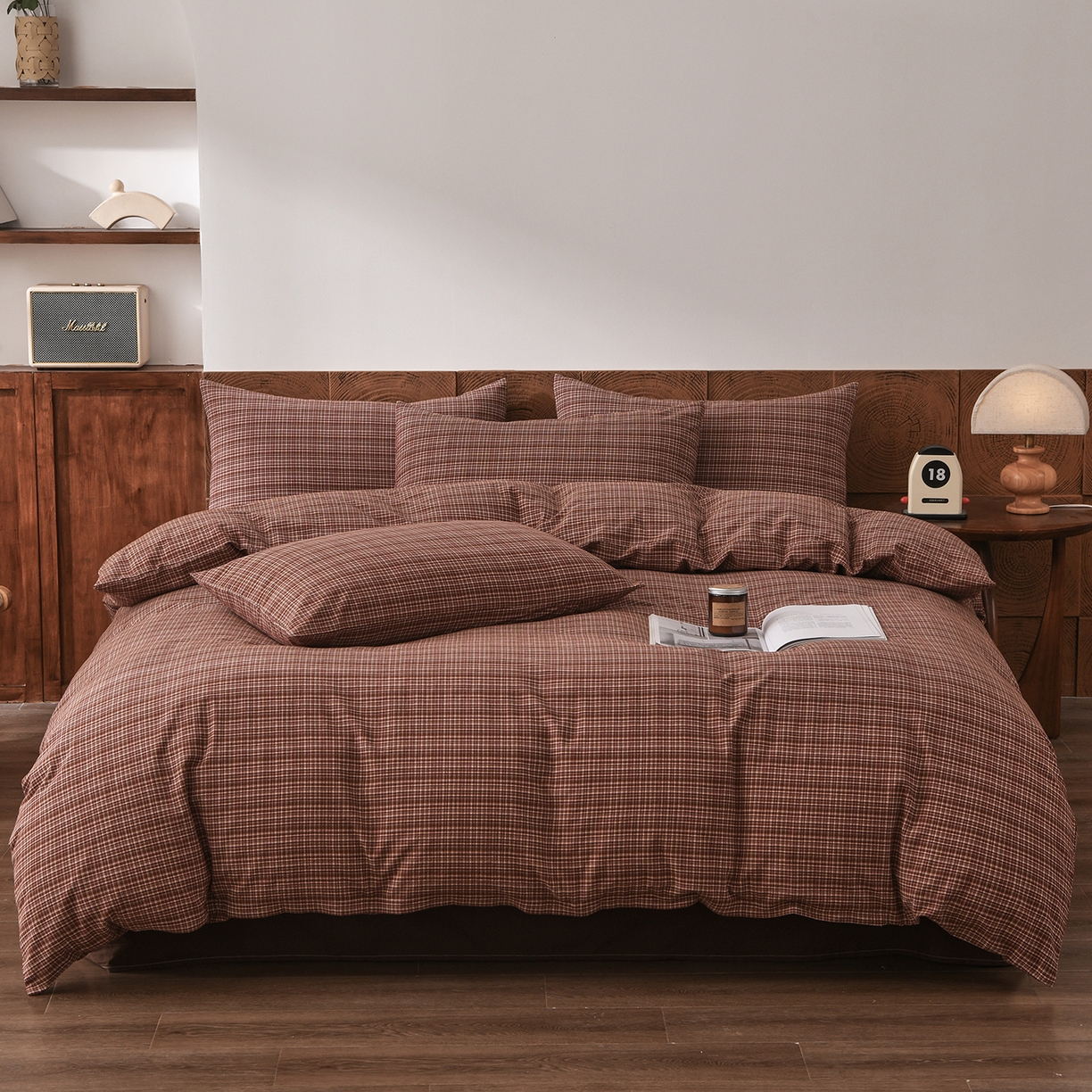 91家纺网 家纺一手货源 找家纺 金艾草 2026新款全棉纯棉水洗棉四件套床单款-复古风格 沉香-橘红