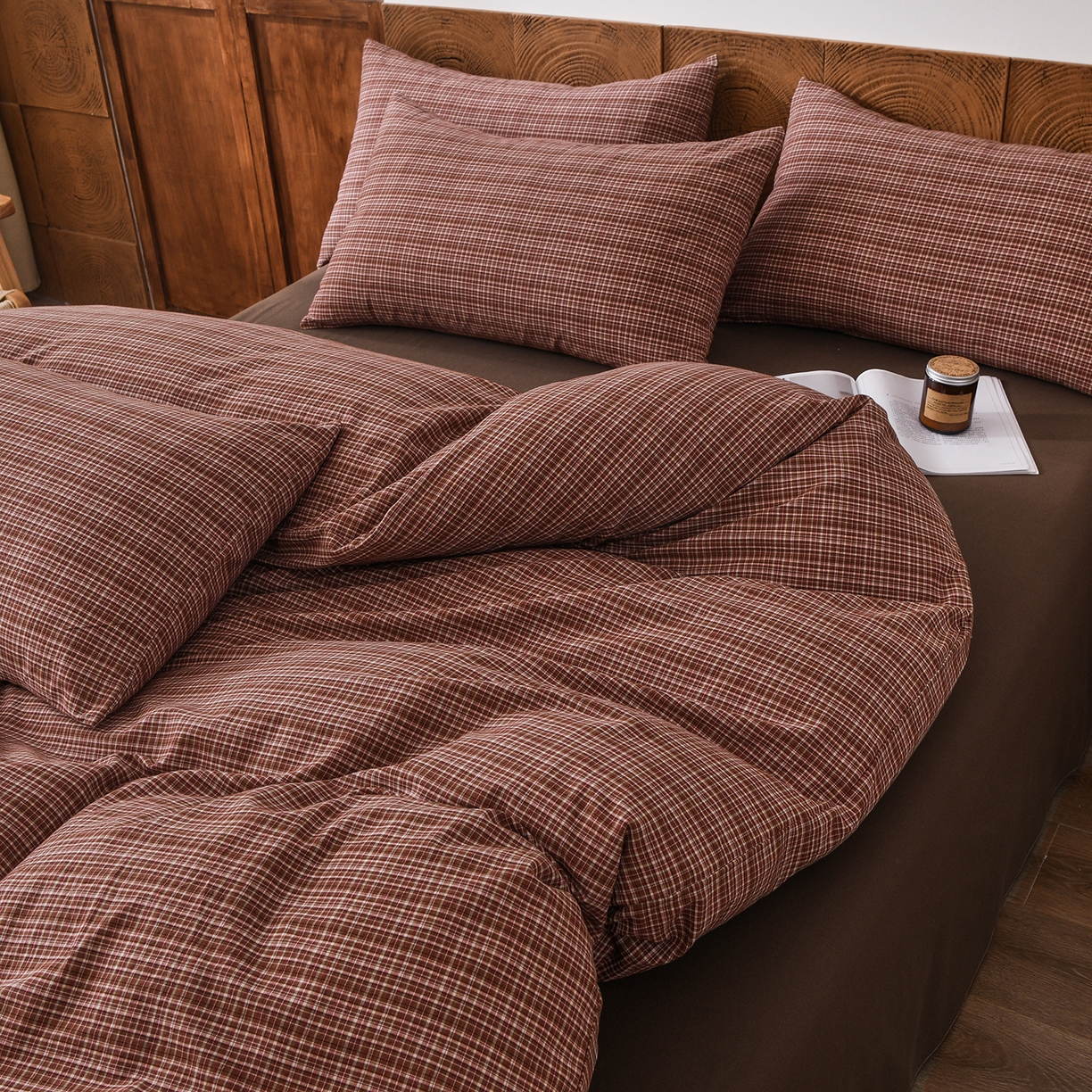 91家纺网 家纺一手货源 找家纺 金艾草 2026新款全棉纯棉水洗棉四件套床单款-复古风格 沉香-橘红