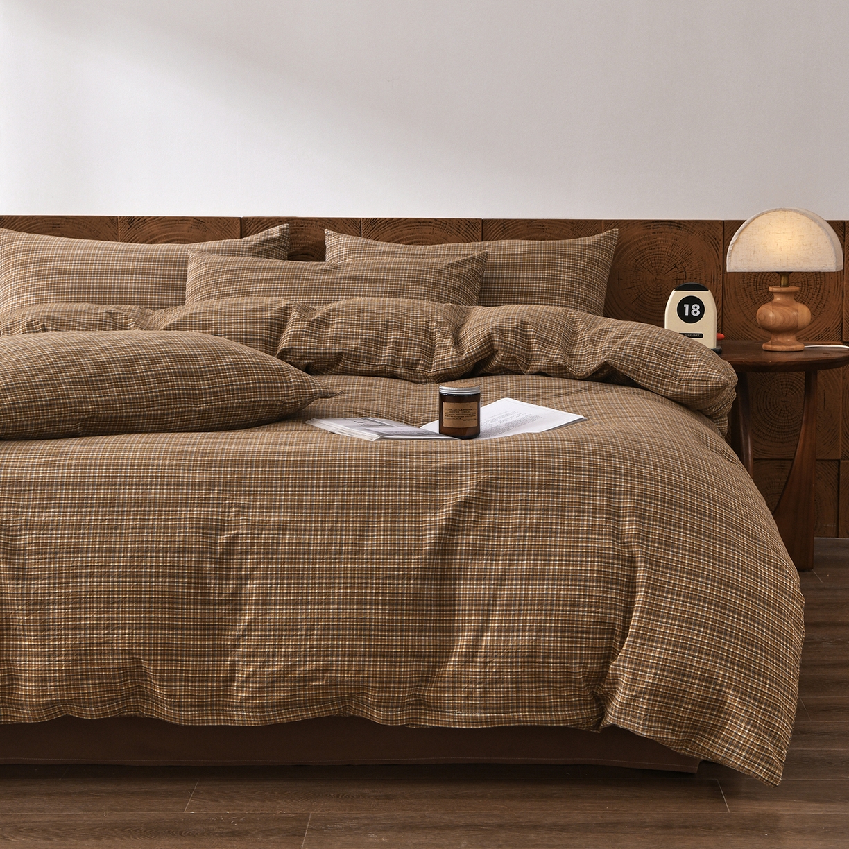 91家纺网 家纺一手货源 找家纺 金艾草 2026新款全棉纯棉水洗棉四件套床单款-复古风格 沉香-褐色