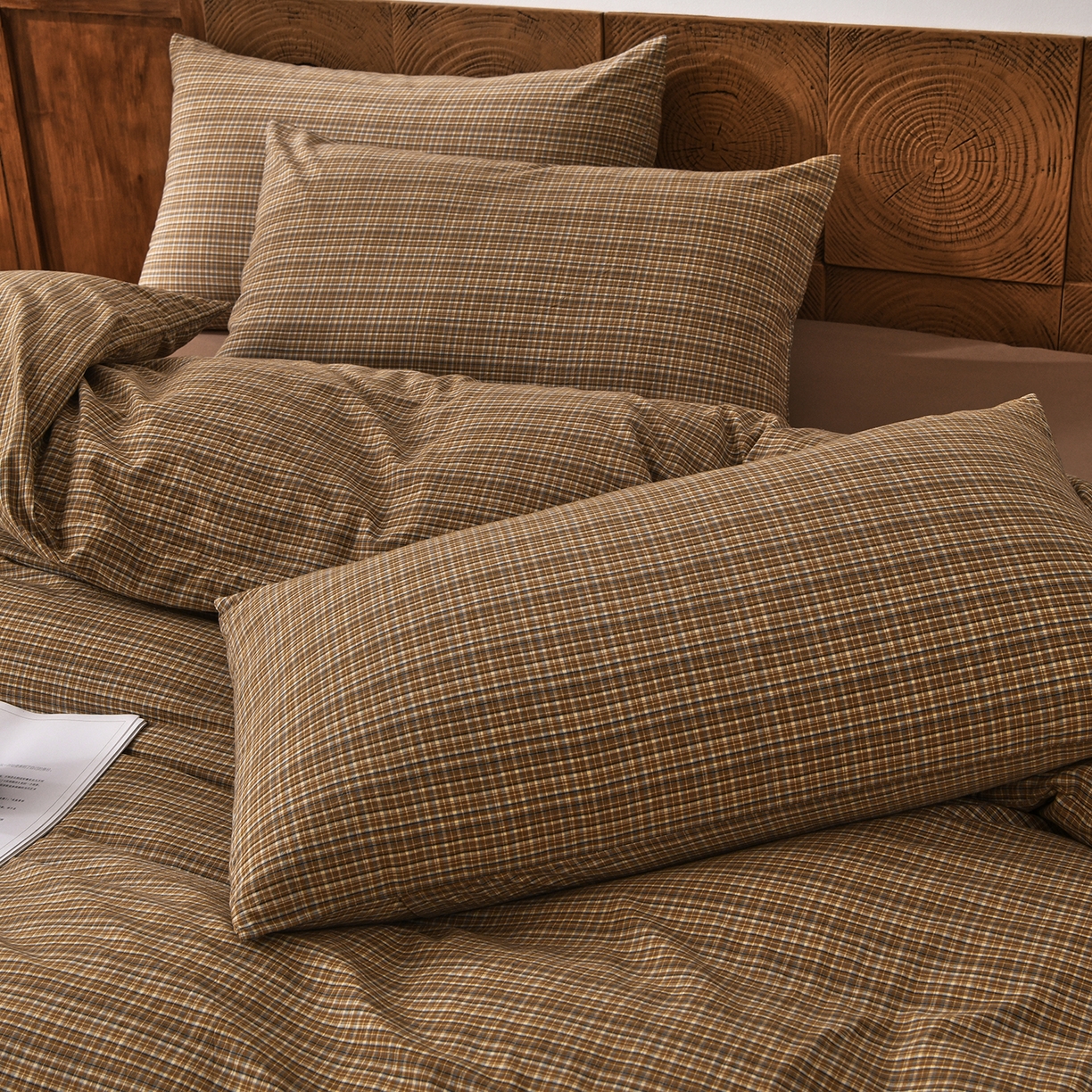 91家纺网 家纺一手货源 找家纺 金艾草 2026新款全棉纯棉水洗棉四件套床单款-复古风格 沉香-褐色