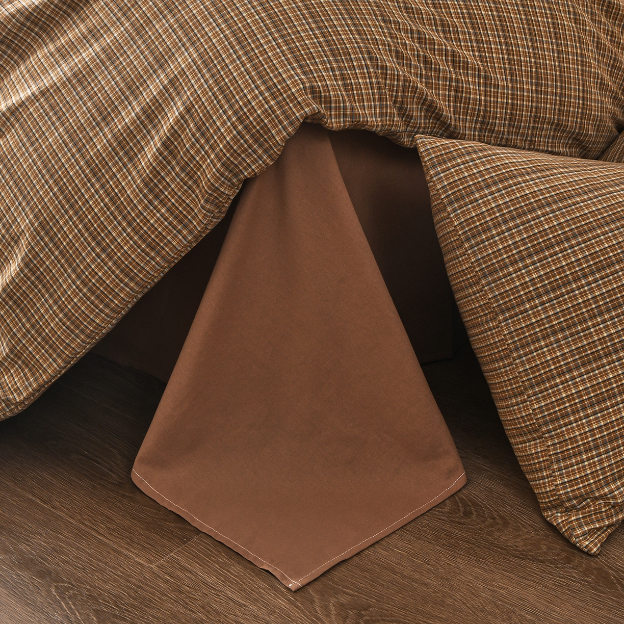 91家纺网 家纺一手货源 找家纺 金艾草 2026新款全棉纯棉水洗棉四件套床单款-复古风格 沉香-褐色