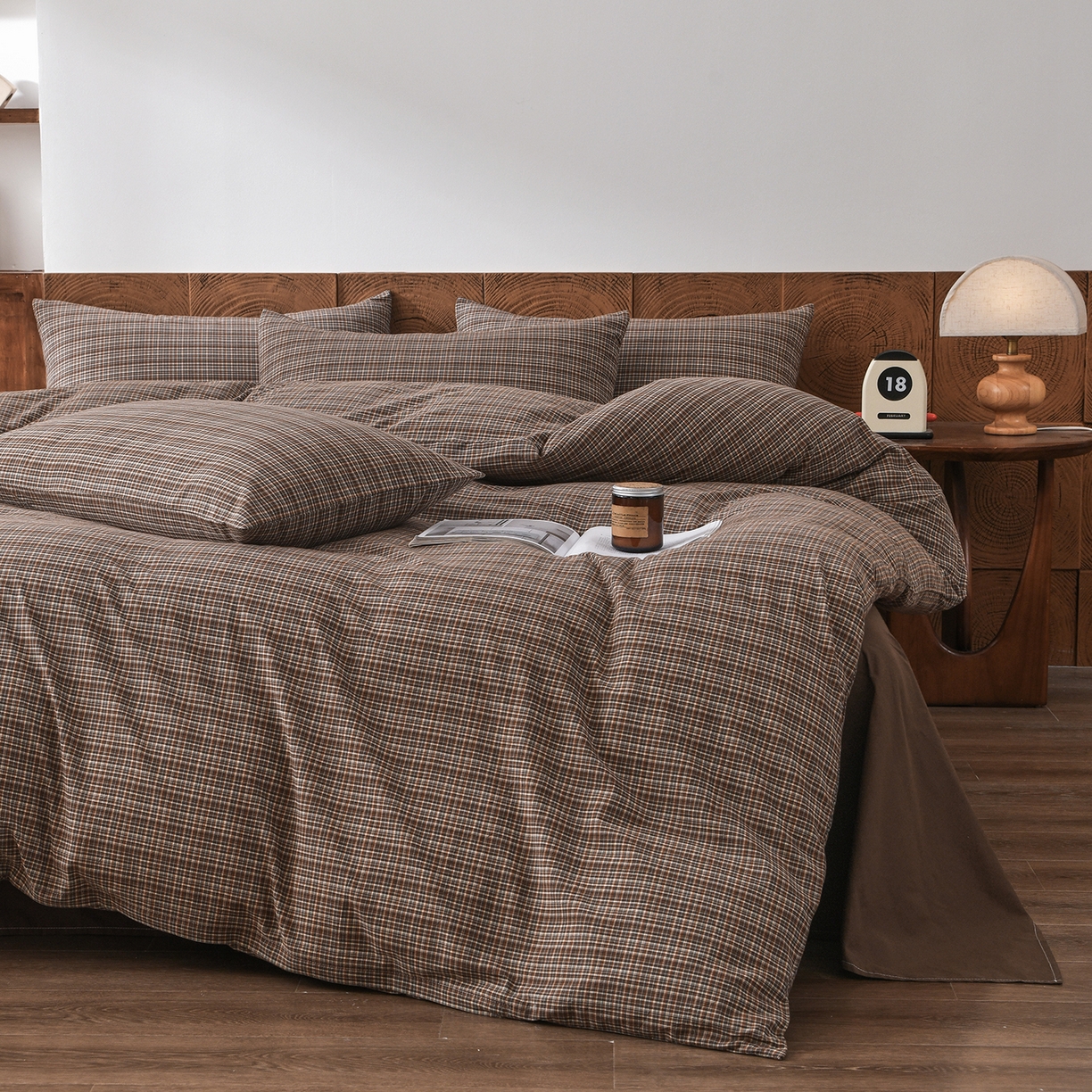 91家纺网 家纺一手货源 找家纺 金艾草 2026新款全棉纯棉水洗棉四件套床单款-复古风格 沉香-咖色