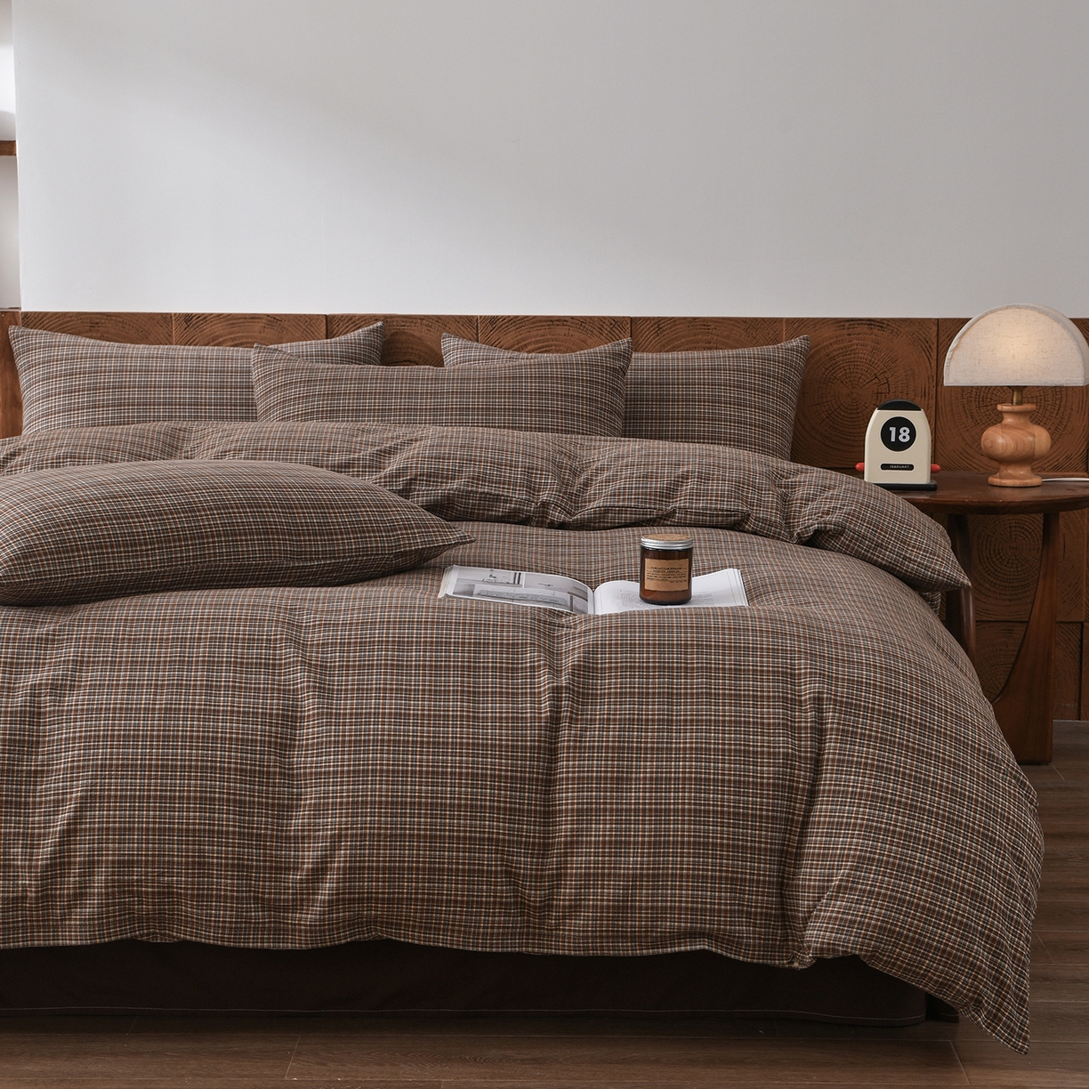 91家纺网 家纺一手货源 找家纺 金艾草 2026新款全棉纯棉水洗棉四件套床单款-复古风格 沉香-咖色