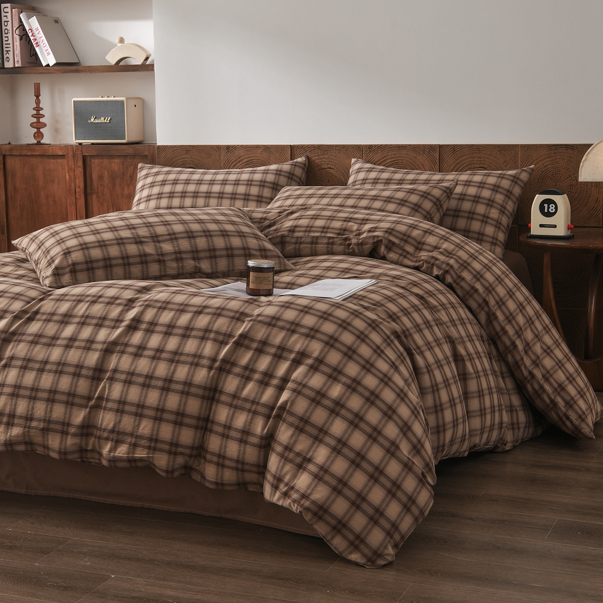 91家纺网 家纺一手货源 找家纺 金艾草 2026新款全棉纯棉水洗棉四件套床单款-复古风格 芳菲-咖