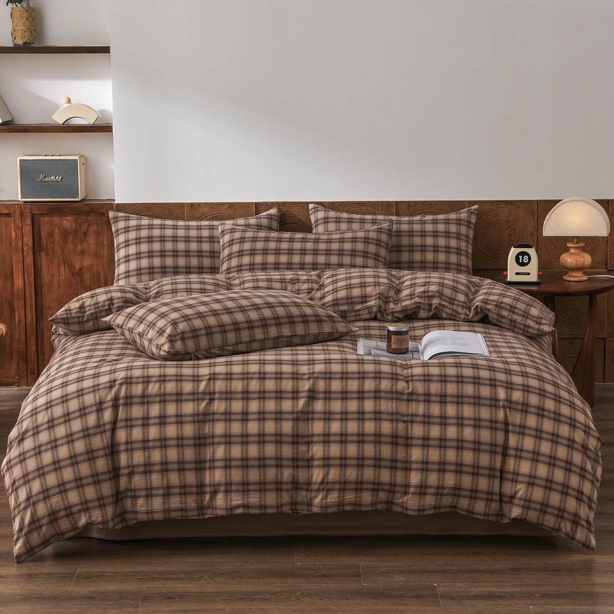 91家纺网 家纺一手货源 找家纺 金艾草 2026新款全棉纯棉水洗棉四件套床单款-复古风格 芳菲-咖