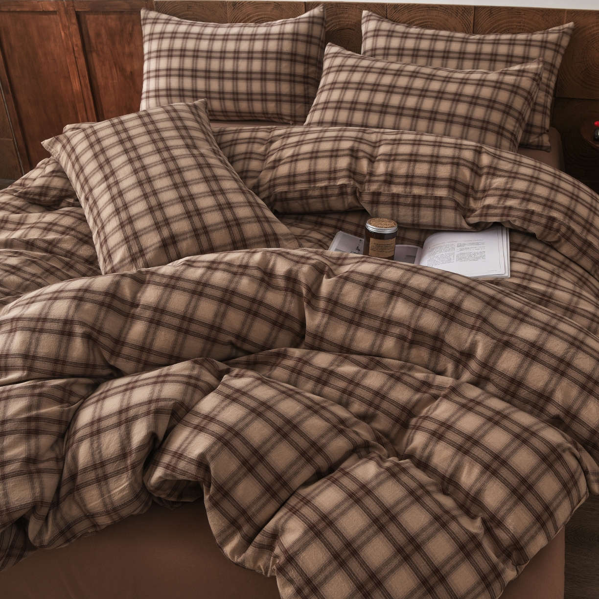 91家纺网 家纺一手货源 找家纺 金艾草 2026新款全棉纯棉水洗棉四件套床单款-复古风格 芳菲-咖